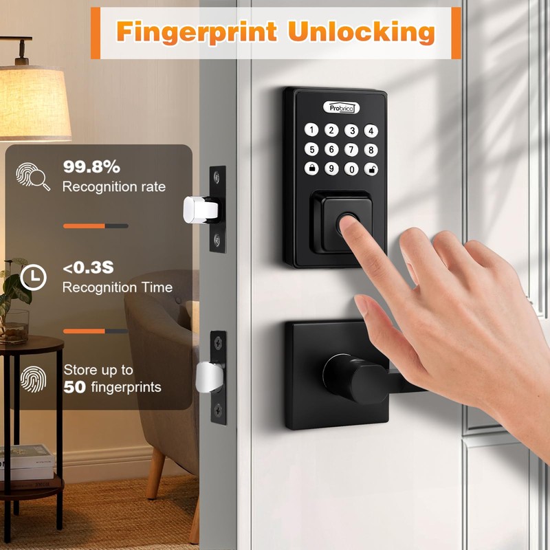 Probrico Smart Door Lock for Front Door Keypad Lock with