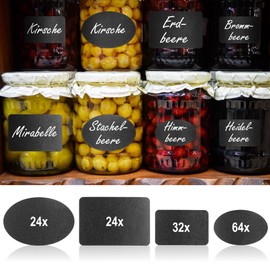 com-four® 150-Piece Blackboard Sticker Set - Versatile Label Set with Chalk Stickers, Chalk Pens and Wiping Sponges (Blackboard Label Set 150 Pieces)