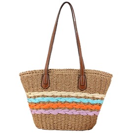 Trendy Women’s Straw Clutch Bag Casual Summer Beach Bags For Women Sweet Wicker Tote Handbags Travel Purse 2025, Camel