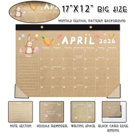 Rovytix Desk Calendar 2026-2027, 18-Month 17" x 12" Wall/Desk Planner, Jan 2026 – Jun 2027, Thick Paper, Corner Protectors, Hanging Rope, Perfect for Office, School, Home