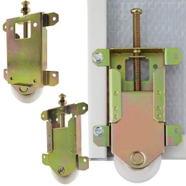 Sliding Mirror Door Rollers Assembly Fit Contractors Part #W8020, 1-1/2" Nylon Concaved Wheels, 2-5/16" Hole Centers, Top Adjustable, Yellow Zinc Plated, 2 Pack