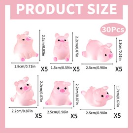 LEBKFT 30 Pcs Pink Pig Shaped Luminous Resin Accessory for DIY Home Decor, Cream Creative Pig Figurines for Potted Plants, 6 Mixed Styles