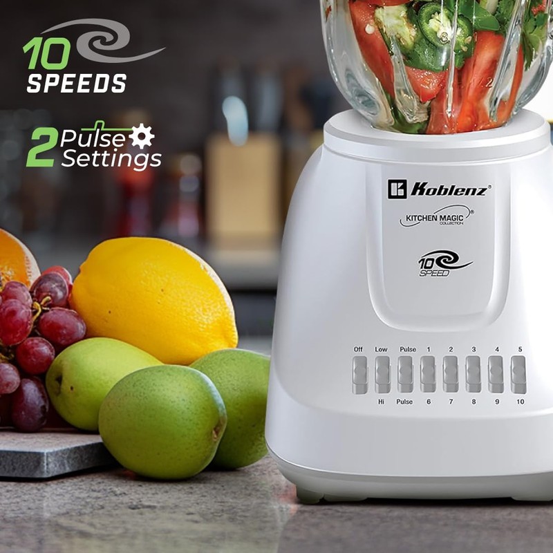 Koblenz 51-oz Glass Jar Blender, 10 Speed and 2 Pulse