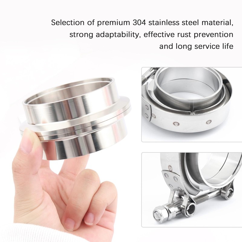 ID 2.5 V Band Clamp,Stainless Steel 2.5 Exhaust Clamp with