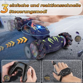 Pristar Remote Controlled Car from 6 7 8 9 10 Years 1:14 Stunt RC Drift 4WD 2.4 GHz 360 Rotation Remote Controlled Car with Hand Control RC Car Gift Boy 6 7 8 9 10 11 12 Years Kids Toy
