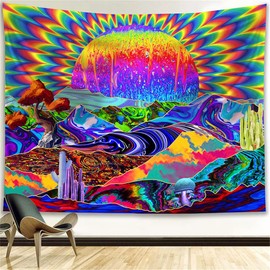 Trippy Tapestry For Bedroom Sun Tapestry Trippy For Home Decor 60x82 Inches Psychedelic Mountain Colorful Tapestry For Women Trippy Room Decor Ceiling Tapestry For Dorm Room Decoration For Teen Girls