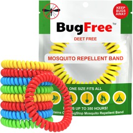 BugFree Mosquito Repellent Bracelets (10 Pack) Mosquito Repellent Bracelets for Adults and Kids - Premium DEET-Free Bands - 10 Multicolor Bands - Individually Wrapped