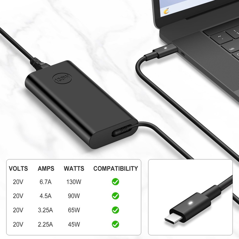 Charger Compatible with Dell Laptop Computer 130W 90W 65W 45W