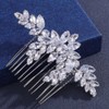 Missgrace Bridal Leaf Rhinestones Hair Comb Sparkling Dainty Rhinestones Headpiece