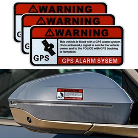 QZTYTY 3PCS Warning GPS Alarm System Car Stickers, Car Warning Sticker, Self Adhesive Vinyl Vehicle Windows Safety Warning Decals, Car Decor Accessories Car Decals for Auto (Red/Warning GPS)