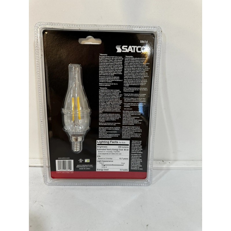 SATCO Pack of 4 Candle Flame Tip Frosted Bulb 3.5W