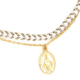 Jewelry Shop M Made in Japan Metal Cross Medallion Rope Chain 2 Layers Anklet, Women's, Men's, Hypoallergenic, No Stone