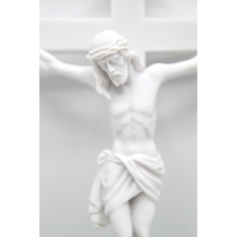 Vittoria Collection 13" Wall Crucifix Cross Jesus White Stone Corpus