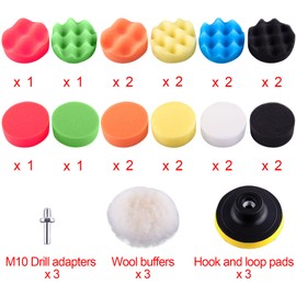 SIQUK 29 Stück Polierschwamm Auto Set 3" Polierpad Polieren Pad Wachs Schwämme Pad Auto Polierpad für Poliermaschine Polierauflage Bohrmaschine