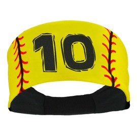 MadSportsStuff Player ID Softball Stitch Headband (Yellow, #10)