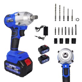 EFAN Impact Wrench with 2Pcs Batteries, 420Nm/310ft-lbs Impact Wrench 1/2, Cordless Compact Impact Wrench, Brushless Impact Driver Kit for Car Tires Home, 4Pcs Sockets & 12 Drill Bits