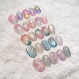 5 types of snowflake magnetic nails, knitted nails, glass beads - Popdak Knit / 눈꽃 자석네일 5종 니트네일 유리알 - 폭닥니트