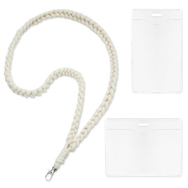 KCMOSGI Cotton Scrunchie Lanyard Teacher, Scrunchie Lanyard with Id Holder, Suitable for Teachers, Ladies