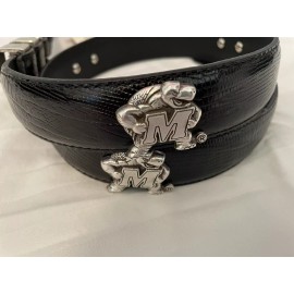 Enmon Black Leather Belt With University of Maryland Conchos 28,30,40,46,56