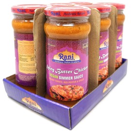 Rani Spicy Butter Chicken Vegan Simmer Sauce 14oz (400g) Glass Jar, Pack of 5 +1 FREE ~ Easy to Use | Vegan | No Colors | All Natural | NON-GMO | Gluten Free | Indian Origin