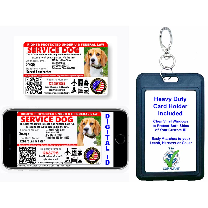 Just 4 Paws Custom Service Dog ID Card with QR