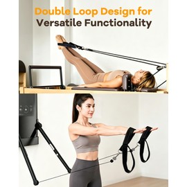 Wonderful Day Upgraded Pilates Loops Compatible with Tonal Smart Home Gym, Soft Thickened Double Loop Straps with Sturdy Adapters, Fitness Accessories for Reformer & Wall Pulley (2 Count)(Black)