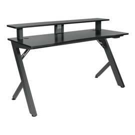 OSP Home Furnishings Area51 Battlestation Gaming Desk with LED Lights, Matte Black