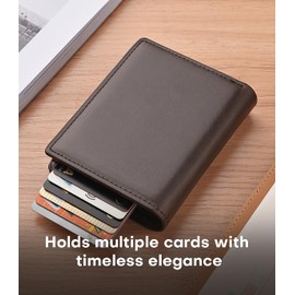 Lubsmuns Slim Wallet Black Men's Mini Wallet with RFID Protection Minimalism Slim Wallet with Coin Compartment for Men, Brown, One Size, Minimalist, brown, Minimalist