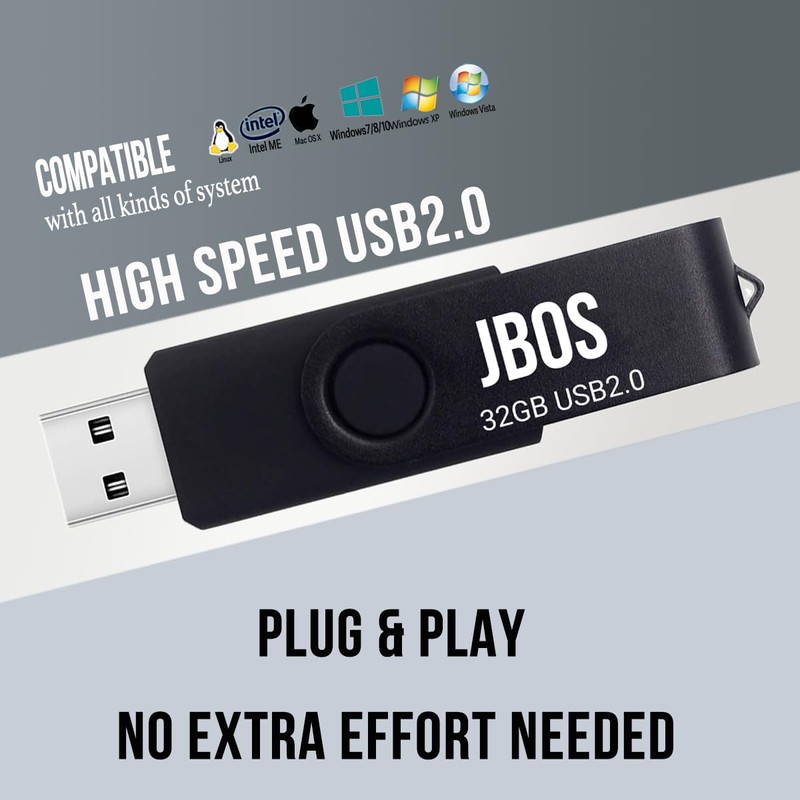 JBOS 32GB USB Flash Drive 2 Pack USB 2.0 Thumb
