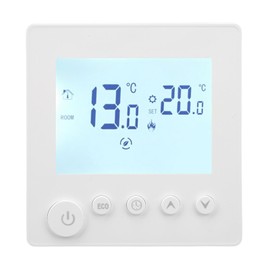 Digital Thermostat, 5℃ to 60℃ Programmable Thermostat with Large LCD Display & NTC Sensor, Temperature Controller for Home, Office, Apartment, Hotel, Hospital, AC 90‑240V (Normal