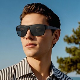 SKYFUEN Polarized Bifocal Reading Sunglasses Men, Light TR90 Wrap Sports Build-In Sun Readers, Fishing/Driving, Silicone Temples, Anti UV/glare, 3.0x