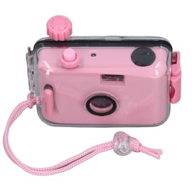 35mm Reusable Film Camera with Waterproof Case for Snorkeling with Shutter Speed 1/100s F/9 28MM Lens Light Pink