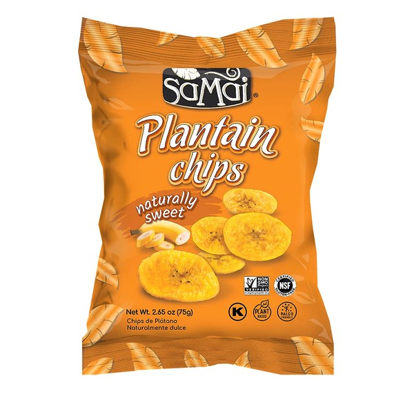 SAMAI Naturally Sweet Plantain Chips 2.65oz (Pack of 15) - Gluten Free, All Natural, NON-GMO and Kosher