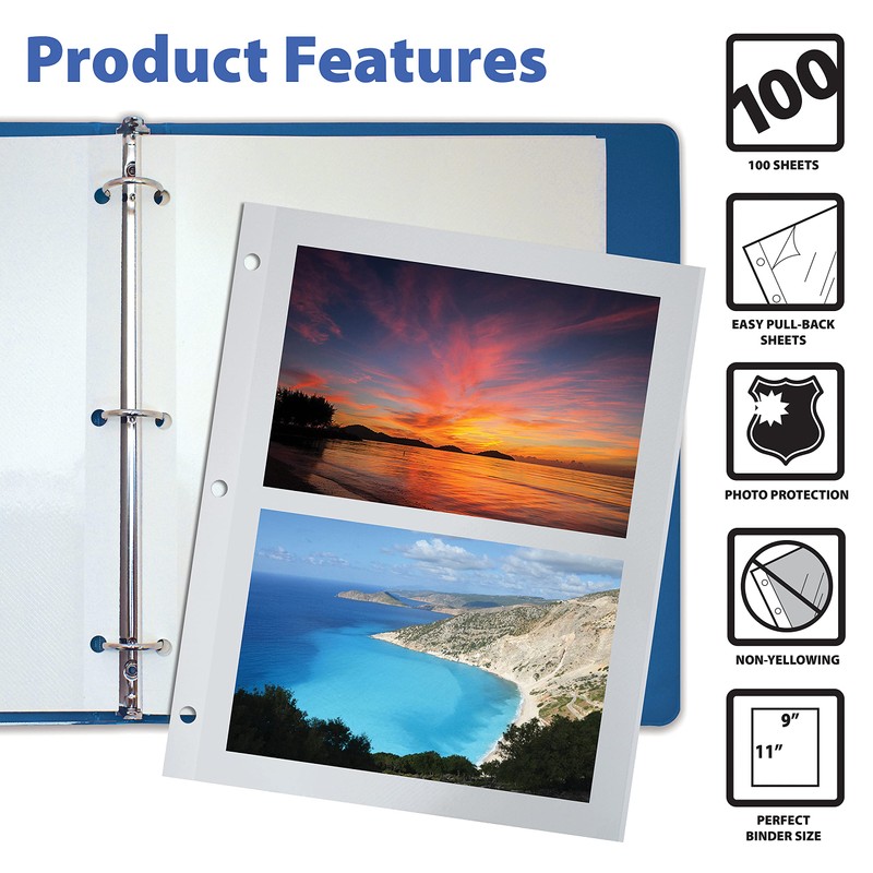 Better Office Products 100 Count Photo Mounting Sheets, 11 x