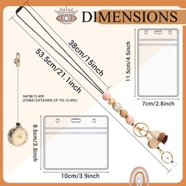 AmazingSpark Retractable Lanyard for ID Badge and Key with 2 Waterproof Card Holder Cute Teacher String with Badge Holder and Reel Silicone Beaded for Woman Nurse Office School(Leopard Print)