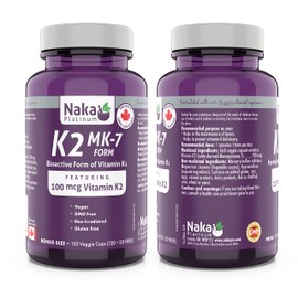 Naka Pro Herbs Naka Platinum K2 (mk-7 Form) 100mcg 150 Veggie Capsules (Bonus Size 120+30) 150 count
