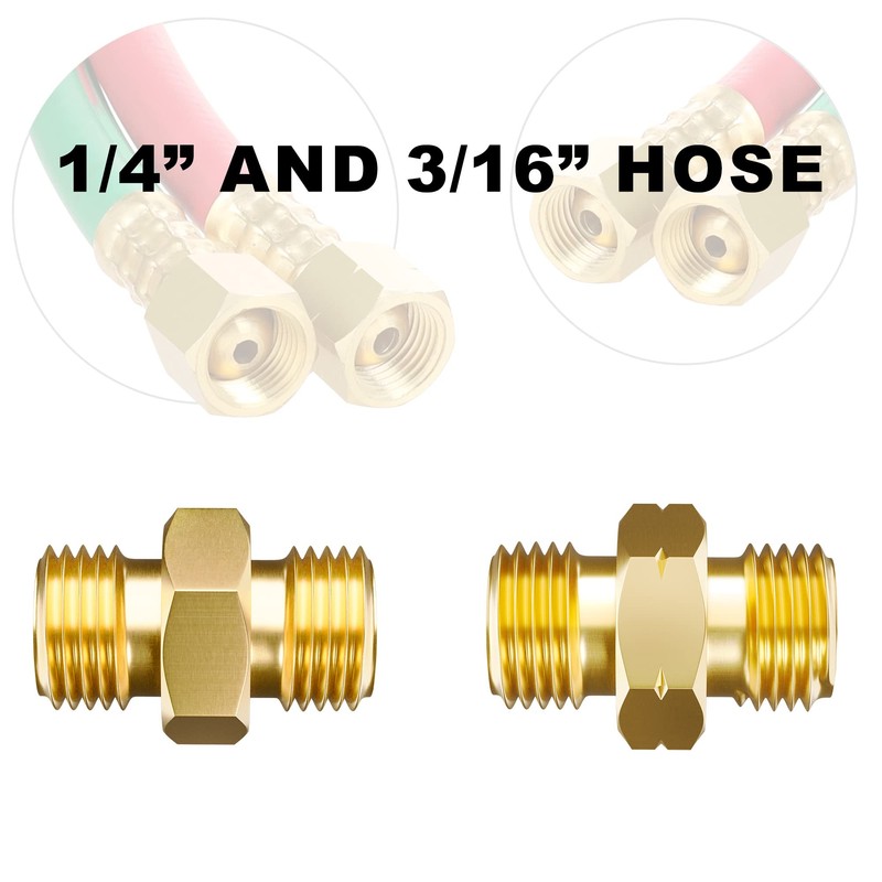 Hromee Welding Hose Coupler Adapter Set 9/16"-18 LH&RH for Oxygen