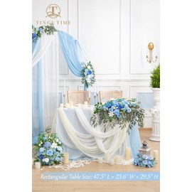 TINGE TIME Artificial Sweetheart Flower Swag with Tablecloth and Table Runner, Pack of 3 Floral Arrangement for Wedding Sweetheart Table Centerpiece Decoration Valentine's Day (Provence Blue)