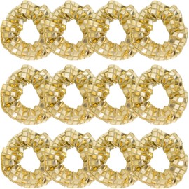 12 Pack Disco Sequin Scrunchies Sparkly Cheer Scrunchies Cheer Pack Gifts Cheer Hair Accessories for Women Cheer Teams Birthday Party (Gold)