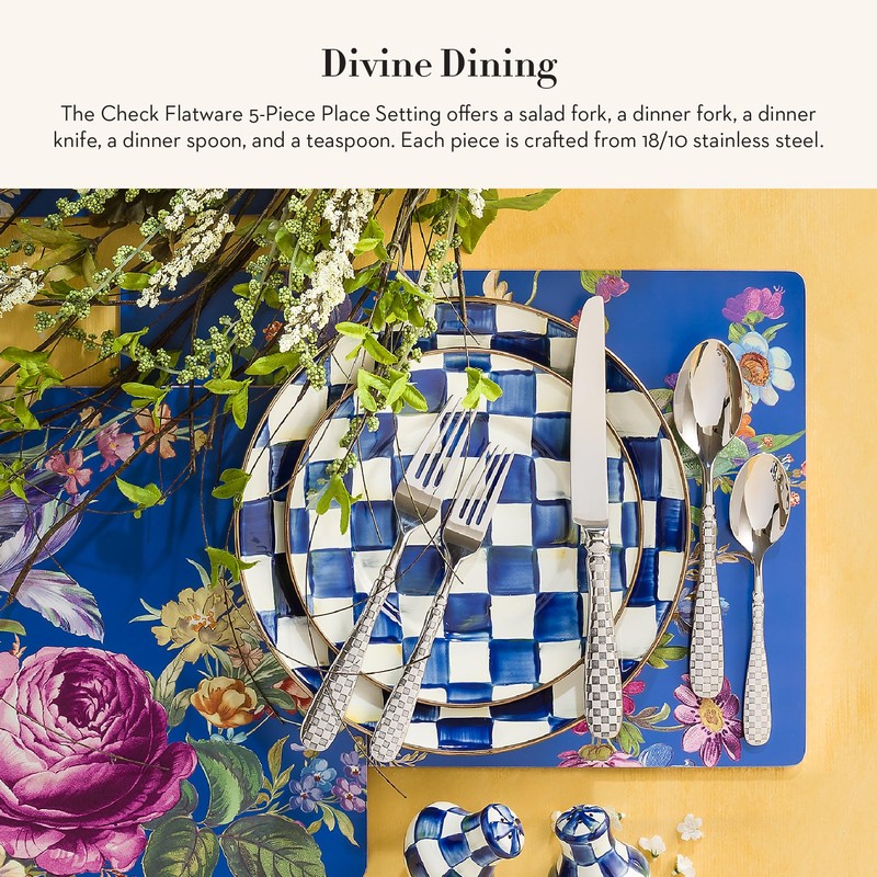 MACKENZIE-CHILDS 5-Piece Flatware Set, Cute Silverware Set with Salad Fork,