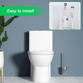 4 pcs Toilet Flush System Replacement Kit, 1 Drain Valve + 1 Water Inlet Valve + 2 Copper Screws, Adjustable Height Cistern Flush Replacement, Suitable for All Kinds of Toilets