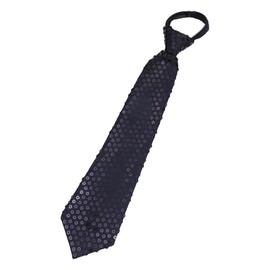 Muloo Shining Sequins Tie Stage Glitter Paillette Adjustable Zipper Necktie Pre-Tied Neck Wear Fashion Collar Accessories, approx. 36x8cm/14.17x3.15in, Black