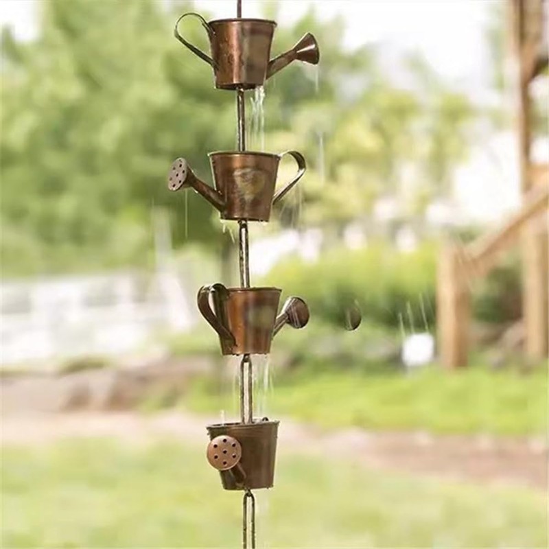 Wisyurt Steel Leaf Rain Chain, Garden Mom, Gutters, Rain Catcher