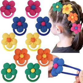 CÉLLOT 10 Coleteros De Flores De Nailon Sin Costuras De 4 Cm De Diámetro Para Niñas, Adolescentes Y Mujeres.