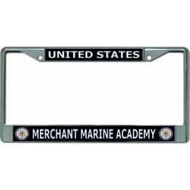 merchant marine academy usma marines military logo chrome license plate frame