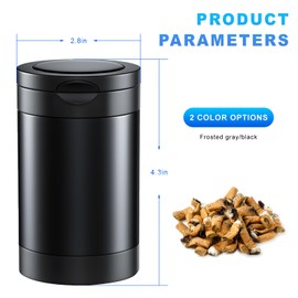 NYTKL Car Ashtray with Lid, Smokeless Smell Proof Cup Holder Ash Tray with LED Blue Light, Detachable Ashtray Portable Trash Can for Vehicle Home Office, Universal Car Accessories (Black)