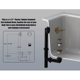 Artiwell 1-1/2'' Black Tubular Bath Drain Kit with Tip-Toe Bath Drain Stopper & Overflow Plug, Champagne Bronze