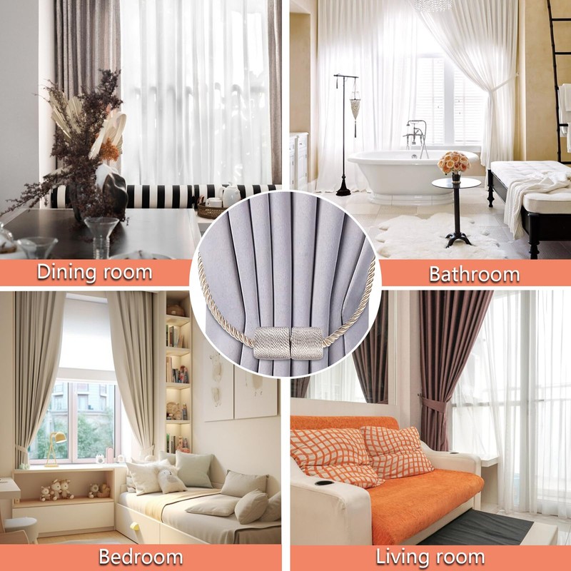 TopHomer 2 Pack Magnetic Curtain Tie Backs - 16.14in/41cm Handmade