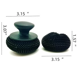 ZOSTER Pot Brush Scrubber for Pots and Pans, PP Handle, PET Cleaning Ball, Microfiber, Dishwasher Safe (Set of 2) (Black color)