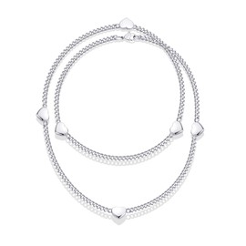 555Jewelry Long Stainless Steel Stationed Hearts Curb Chain Necklace for Women, Metal, not known